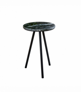 Opal Side Table With Black Marble Top & Metal Legs