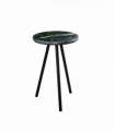 Opal Side Table With Black Marble Top & Metal Legs