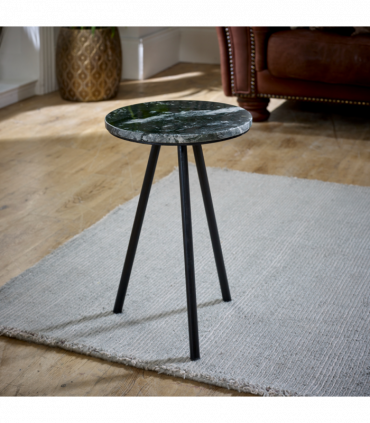Opal Side Table With Black Marble Top & Metal Legs