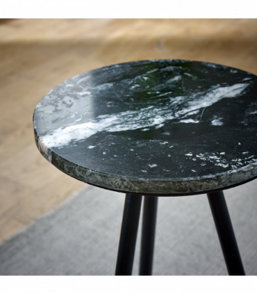 Opal Side Table With Black Marble Top & Metal Legs