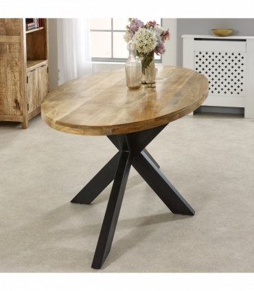 Surrey Solid Wood & Metal Oval Dining Table 6-8 Seater