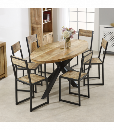 Surrey Solid Wood & Metal Oval Dining Table 6-8 Seater