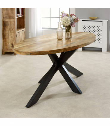 Surrey Solid Wood & Metal Oval Dining Table 6-8 Seater