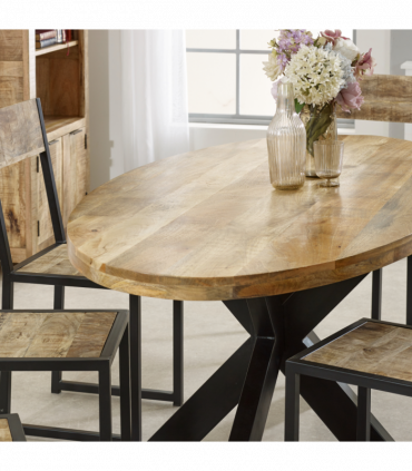 Surrey Solid Wood & Metal Oval Dining Table 6-8 Seater