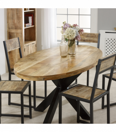 Surrey Solid Wood & Metal Oval Dining Table 6-8 Seater