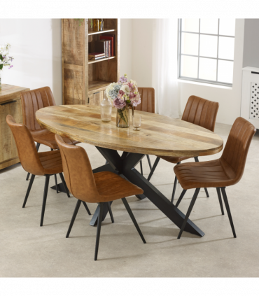 Surrey Solid Wood & Metal Oval Dining Table 6-8 Seater
