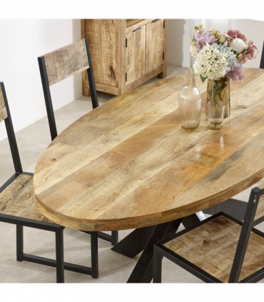 Surrey Solid Wood & Metal Oval Dining Table 6-8 Seater