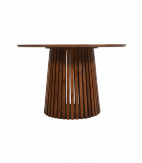 Slatted Mango Wood Round Dining Table 4 To 6 Seater