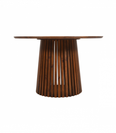 Slatted Mango Wood Round Dining Table 4 To 6 Seater