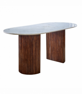 Opal Mango Wood Dining Table 170Cm With Marble Top