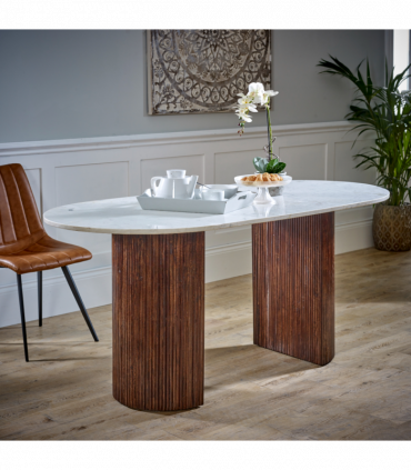 Opal Mango Wood Dining Table 170Cm With Marble Top