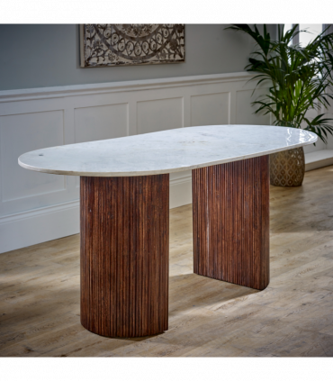 Opal Mango Wood Dining Table 170Cm With Marble Top