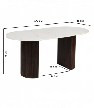 Opal Mango Wood Dining Table 170Cm With Marble Top
