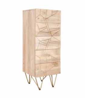 Light Gold Tall Chest Of Drawers