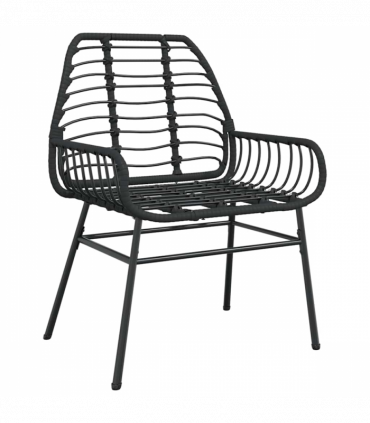 vidaXL 3 Piece Garden Dining Set Black Poly Rattan Glass