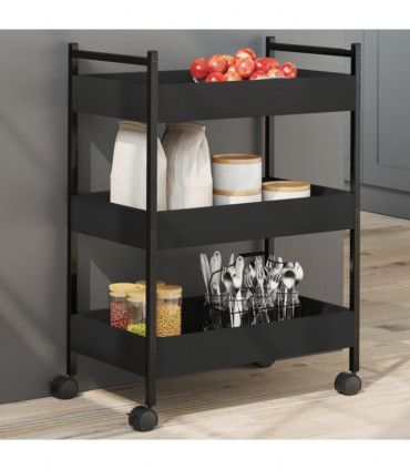 vidaXL Kitchen Trolley Black 50x30x70 cm Engineered Wood