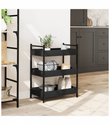 vidaXL Kitchen Trolley Black 50x30x70 cm Engineered Wood