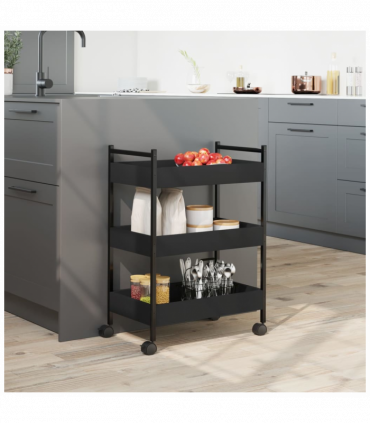 vidaXL Kitchen Trolley Black 50x30x70 cm Engineered Wood