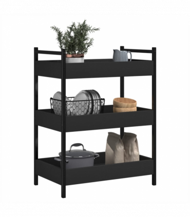 vidaXL Kitchen Trolley Black 50x30x70 cm Engineered Wood