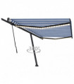 vidaXL Manual Retractable Awning with LED 500x300 cm Blue and White