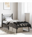 vidaXL Metal Bed Frame with Headboard Black 75x190 cm Small Single