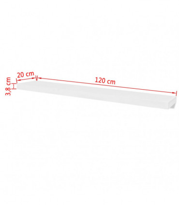 2 White MDF Floating Wall Display Shelves Book/DVD Storage