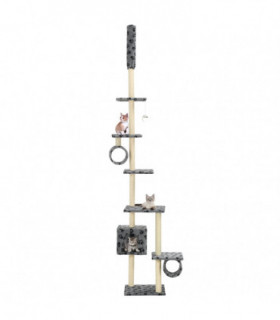 Cat Tree with Sisal Scratching Posts 260 cm Grey Paw Prints