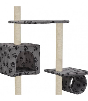 Cat Tree with Sisal Scratching Posts 260 cm Grey Paw Prints