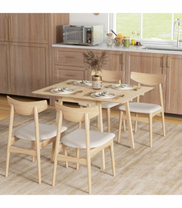 Extendable Kitchen Table for 2-4, Folding Drop Leaf Dining Table for Small Space