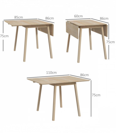 Extendable Kitchen Table for 2-4, Folding Drop Leaf Dining Table for Small Space