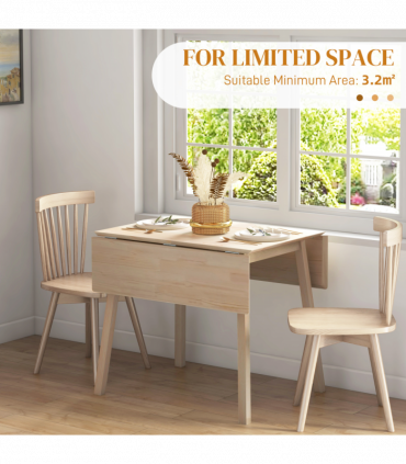 Extendable Kitchen Table for 2-4, Folding Drop Leaf Dining Table for Small Space