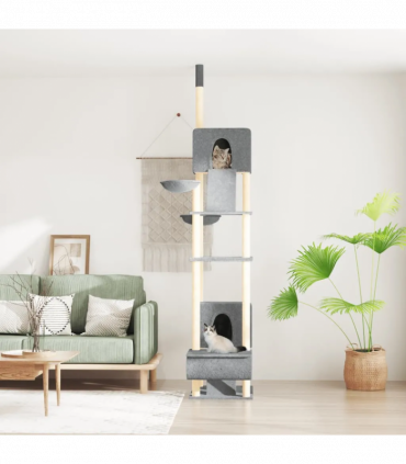 Floor to Ceiling Cat Tree Light Grey 277-303 cm