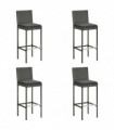 Garden Bar Stools with Cushions 4 pcs Grey Poly Rattan