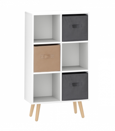 HOMCOM Freestanding 6 Cube Storage Cabinet Unit Bookcase w/ 3 Drawer White