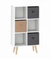 HOMCOM Freestanding 6 Cube Storage Cabinet Unit Bookcase w/ 3 Drawer White