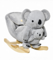 Kids Plush Ride-On Rocking Horse Koala Toy Grey Fabric 50H x 60L x 33Wcm