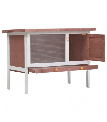 Outdoor Rabbit Hutch 1 Layer Brown Wood