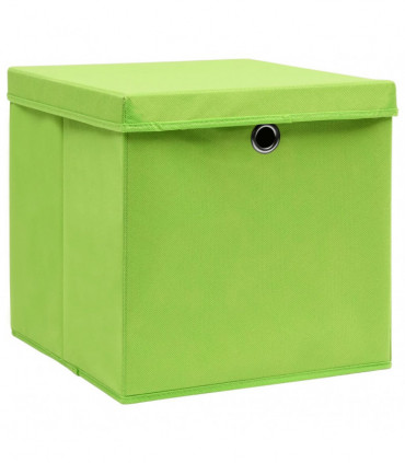 vidaXL Storage Boxes with Covers 10 pcs 28x28x28 cm Green