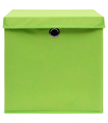 vidaXL Storage Boxes with Covers 10 pcs 28x28x28 cm Green