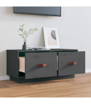 TV Cabinet Grey 80x34x35 cm Solid Wood Pine