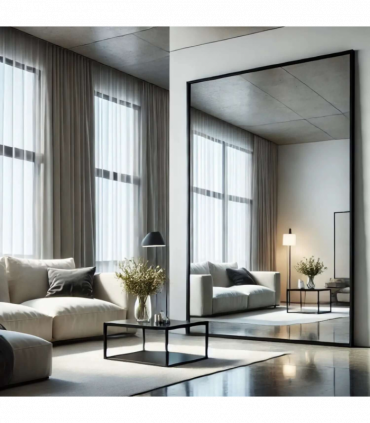 Takara - Full Length Leaner Black Metal Rectangle Mirror - 200cm x 120cm