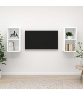 Wall-mounted TV Cabinets 2 pcs White Engineered Wood