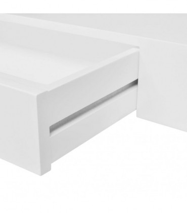 White MDF Floating Wall Display Shelf 1 Drawer Book/DVD Storage