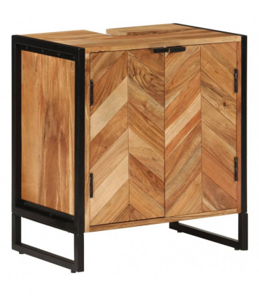 vidaXL Bathroom Cabinet 55x35x60 cm Solid Wood Acacia and Iron