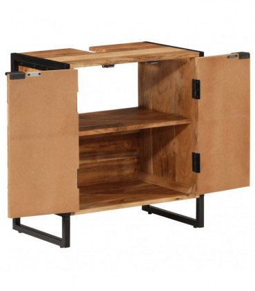 vidaXL Bathroom Cabinet 55x35x60 cm Solid Wood Acacia and Iron