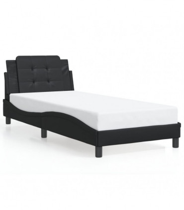 vidaXL Bed Frame with Headboard Black 100x200 cm Faux Leather