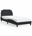 vidaXL Bed Frame with Headboard Black 100x200 cm Faux Leather