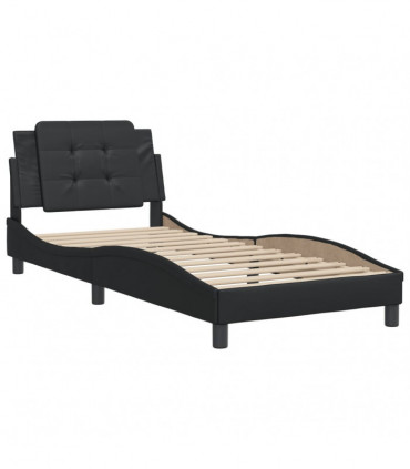 vidaXL Bed Frame with Headboard Black 100x200 cm Faux Leather