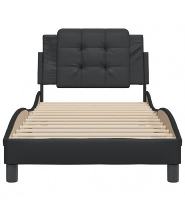 vidaXL Bed Frame with Headboard Black 100x200 cm Faux Leather