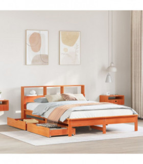 vidaXL Bookcase Bed without Mattress Wax Brown 120x190 cm Small Double Solid Wood Pine